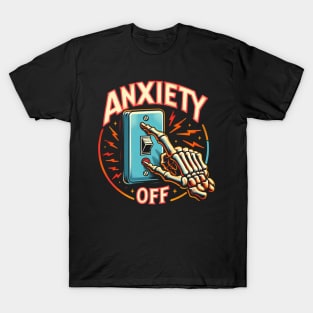 Retro Skeleton Hand Anxiety Off Mental Health T-Shirt